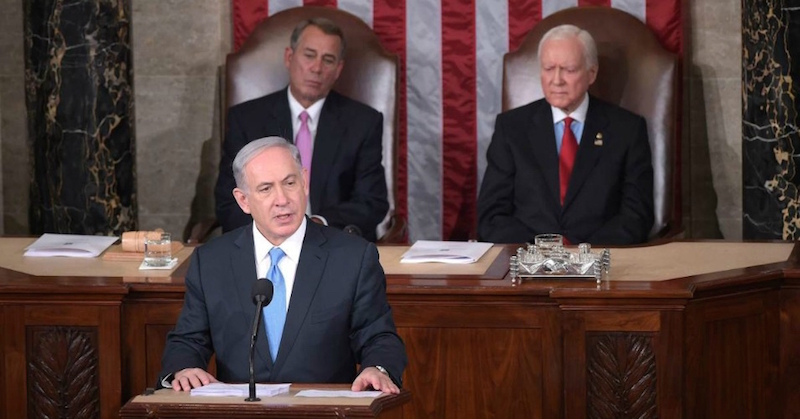 Israel's Prime Minister Benjamin Netanyahu addresses a joint session of the US Congress on March 3, 2015 at the US Capitol in Washington, DC.(Photo: Mandel Ngan—AFP/Getty Images)