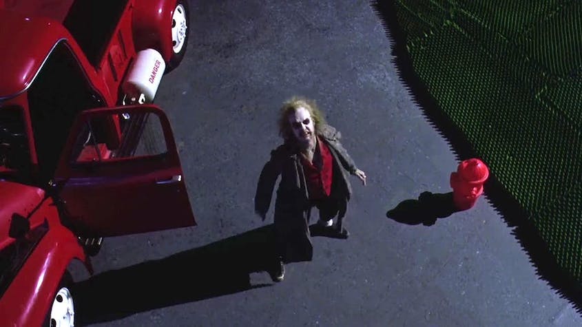 In 1988’s Beetlejuice, the central character occupies an in-between realm and acts as a parasitic clown. IMDB