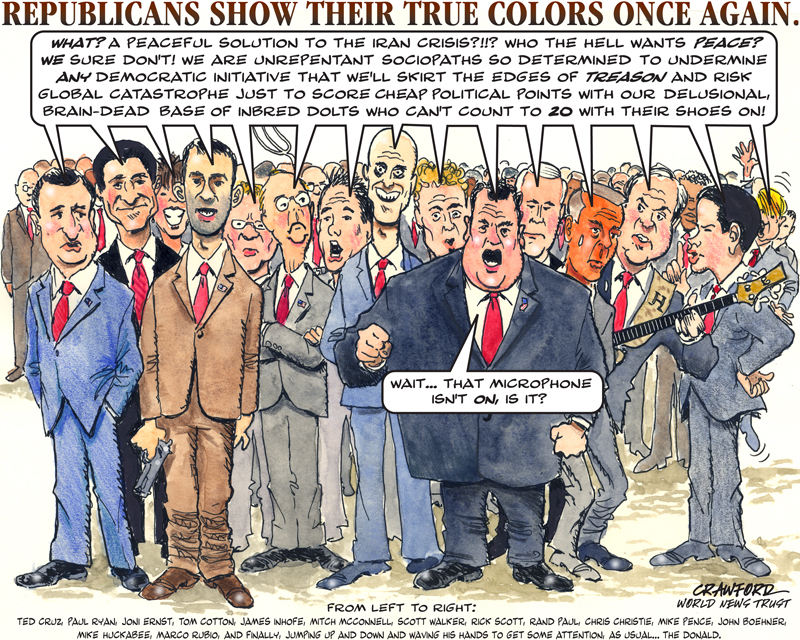 "Republicans True Colors" Editorial cartoon by Gregory Crawford. © 2015 World News Trust