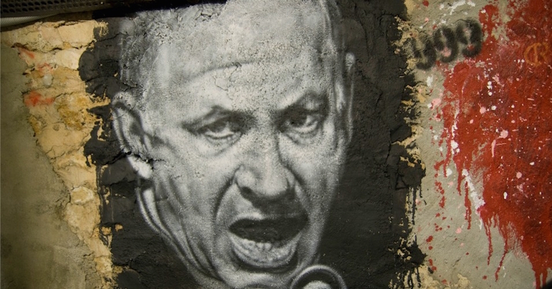 A graffiti-style portrait of Israel's Prime Minister Benjamin Netanyahu. (Photo: thierry ehrmann/flickr/cc)