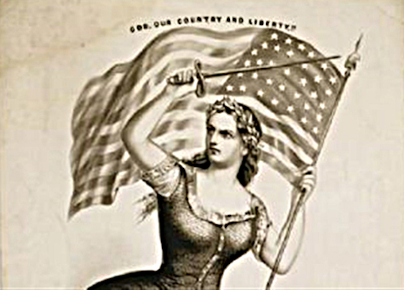 Portion of an image entitled “The Spirit of 61. God, Our Country and Liberty!” by Currier and Ives circa 1861. Library of Congress