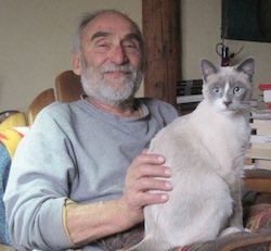 Genius cat Sheba with Emanuele Corso, looking like "an old Sicilian."