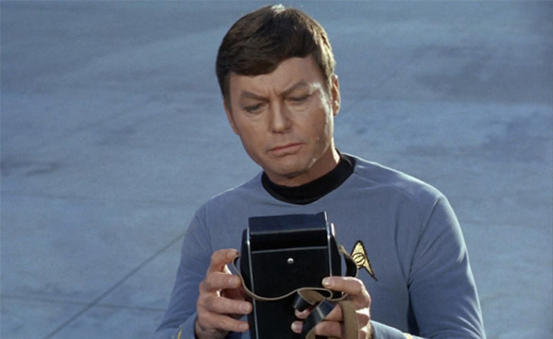 Dr. "Bones" from Star Trek TV show uses a "tricorder" to diagnose a medical condition. "He's dead, Jim."